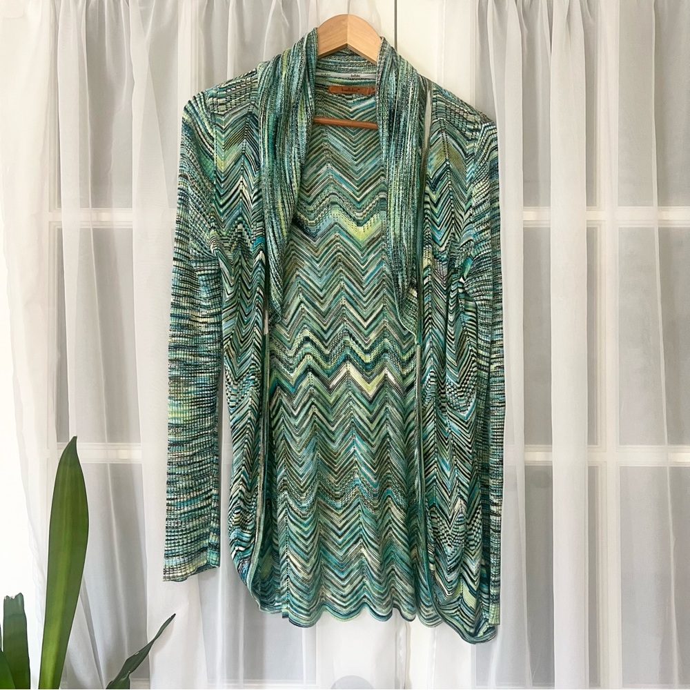 Belldini Y2K Shawl Collar Zig Zag Open Cardigan Size M